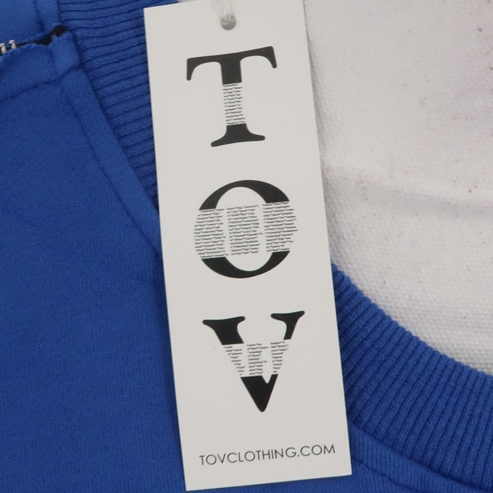 Tov Holy Blue Sweatshirt Dress w Zipper Detail Size 42-Oversized Large  NWT - Picture 2 of 16